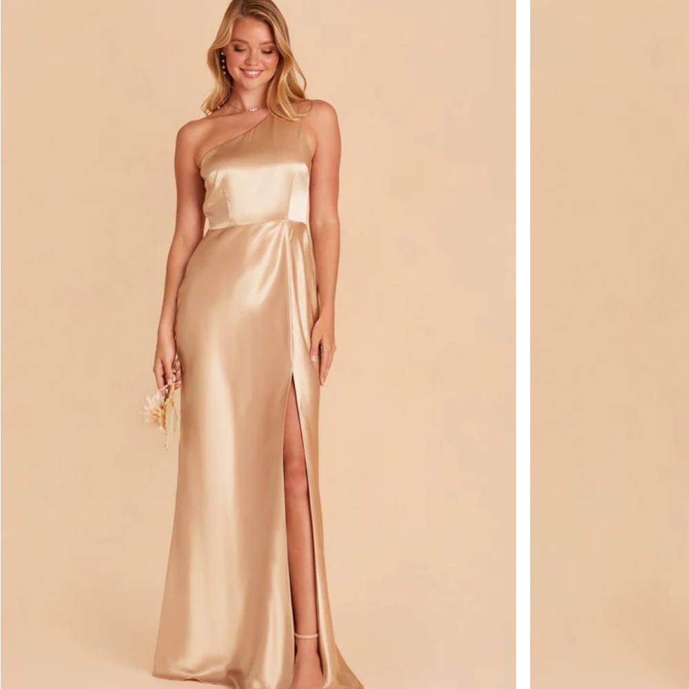 Burst Grey “Kira” Gold One-Shoulder Gown